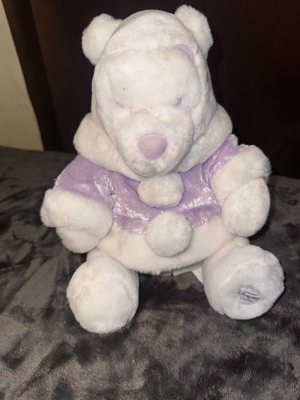 Disney Store Exclusive Plush Winnie the Pooh White Purple Hooded Jacket